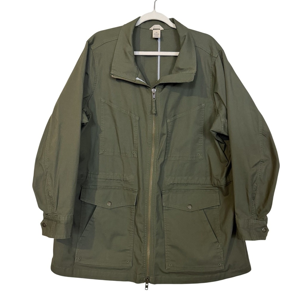 Duluth Flex Fire Hose Coolmax Olive Green Chore Jacket Sz 2X Canvas Military